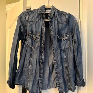 Cowgirl Justice denim long sleeve shirt size small